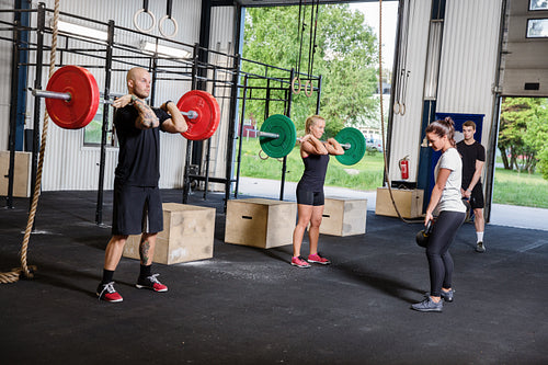 Crossfit training with weights and kettlebells