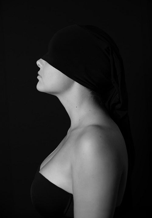Elegant Black and White Profile Portrait of Woman