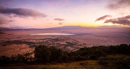 Early morning sunrise in the Ngorongoro crater