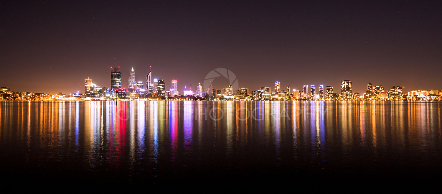 Panorama of Perth city skyline at night