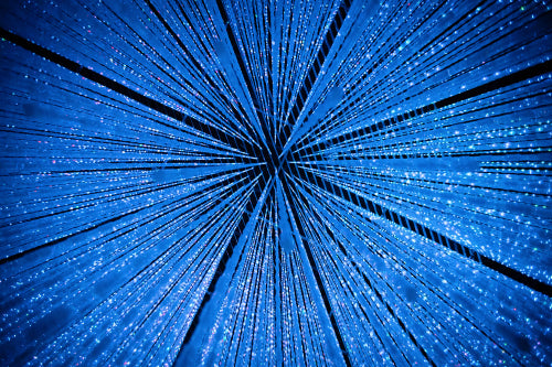 Futuristic Illuminated blue lighting decoration in museum