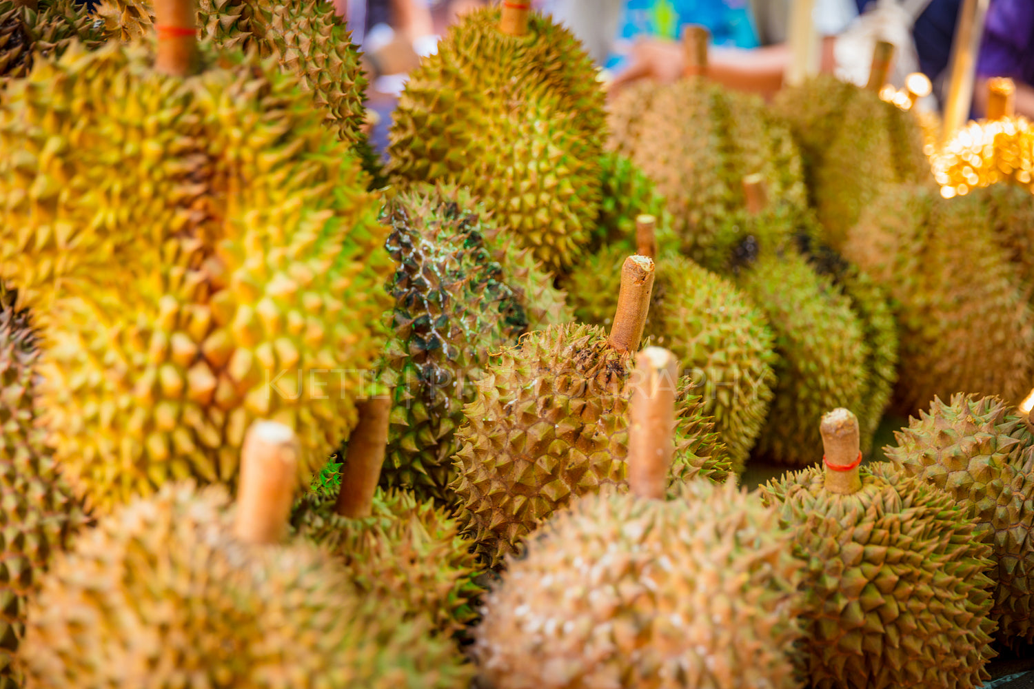 Durian Fruits For Sale On Market Stall