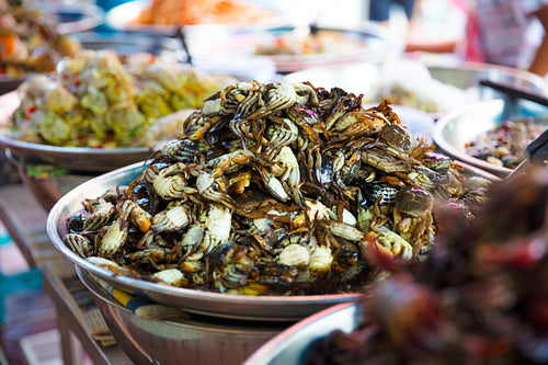 Pickled Crabs For Sale At Local Thai Street Market