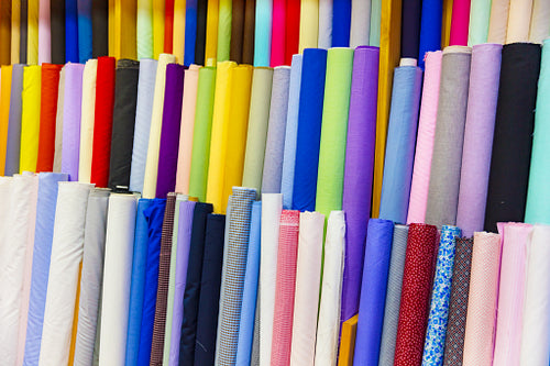 Various Rolls Of Textile For Sale At Store