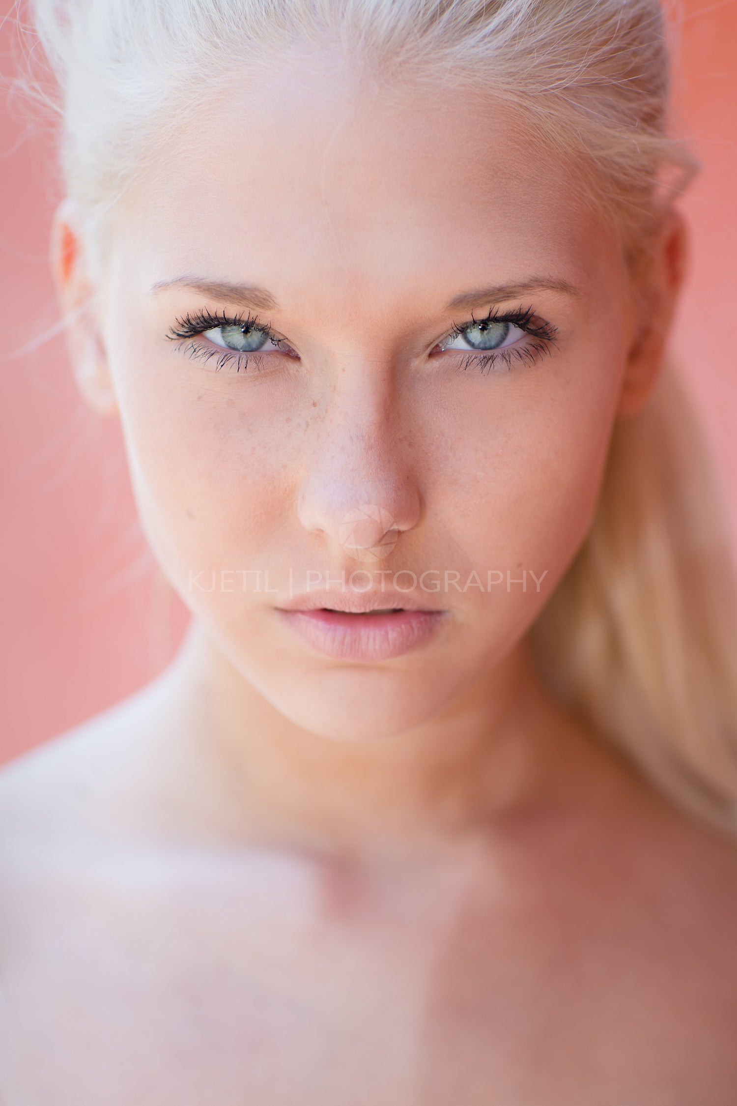 Attractive blonde teen face portrait