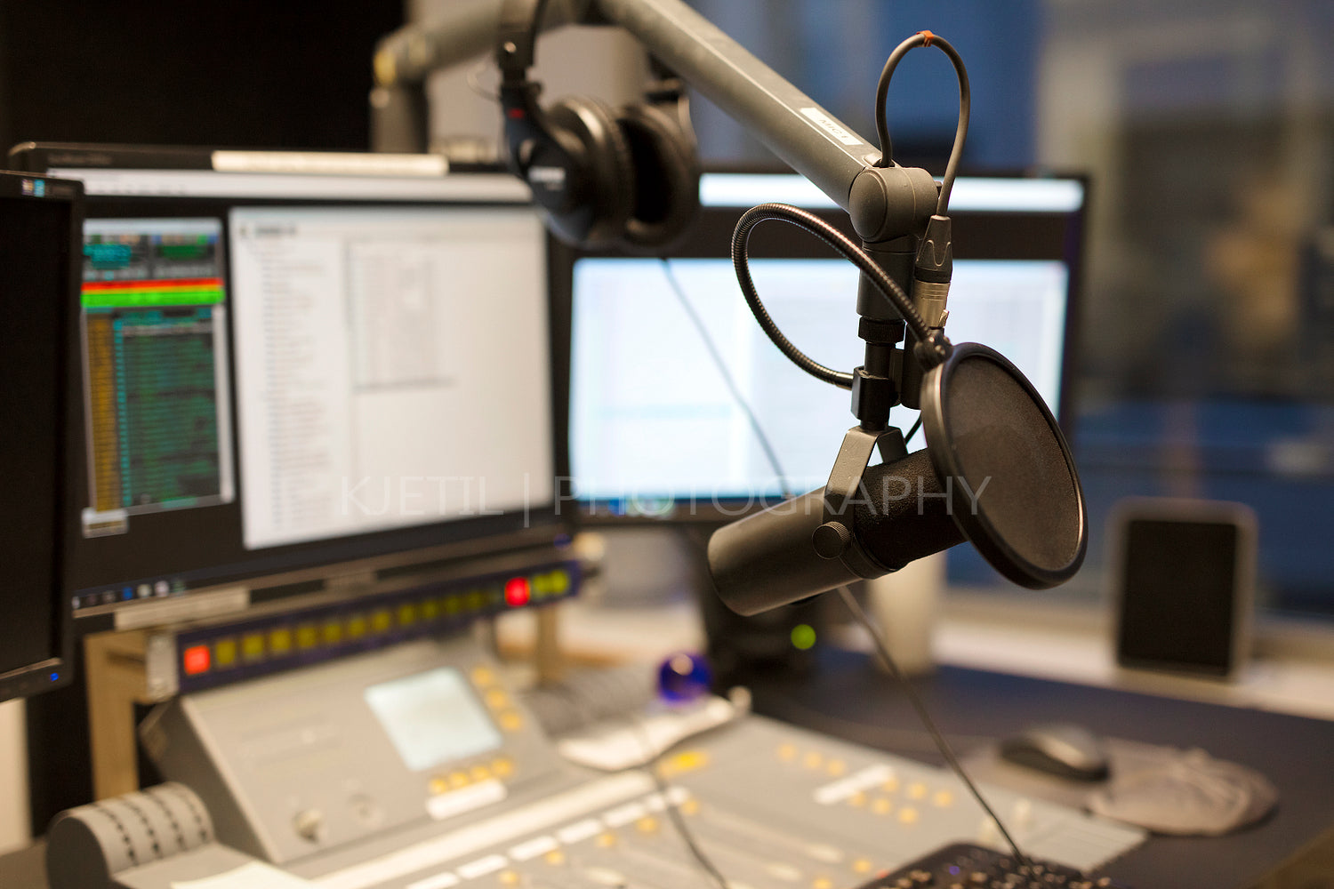 Microphone modern radio station broadcasting studio