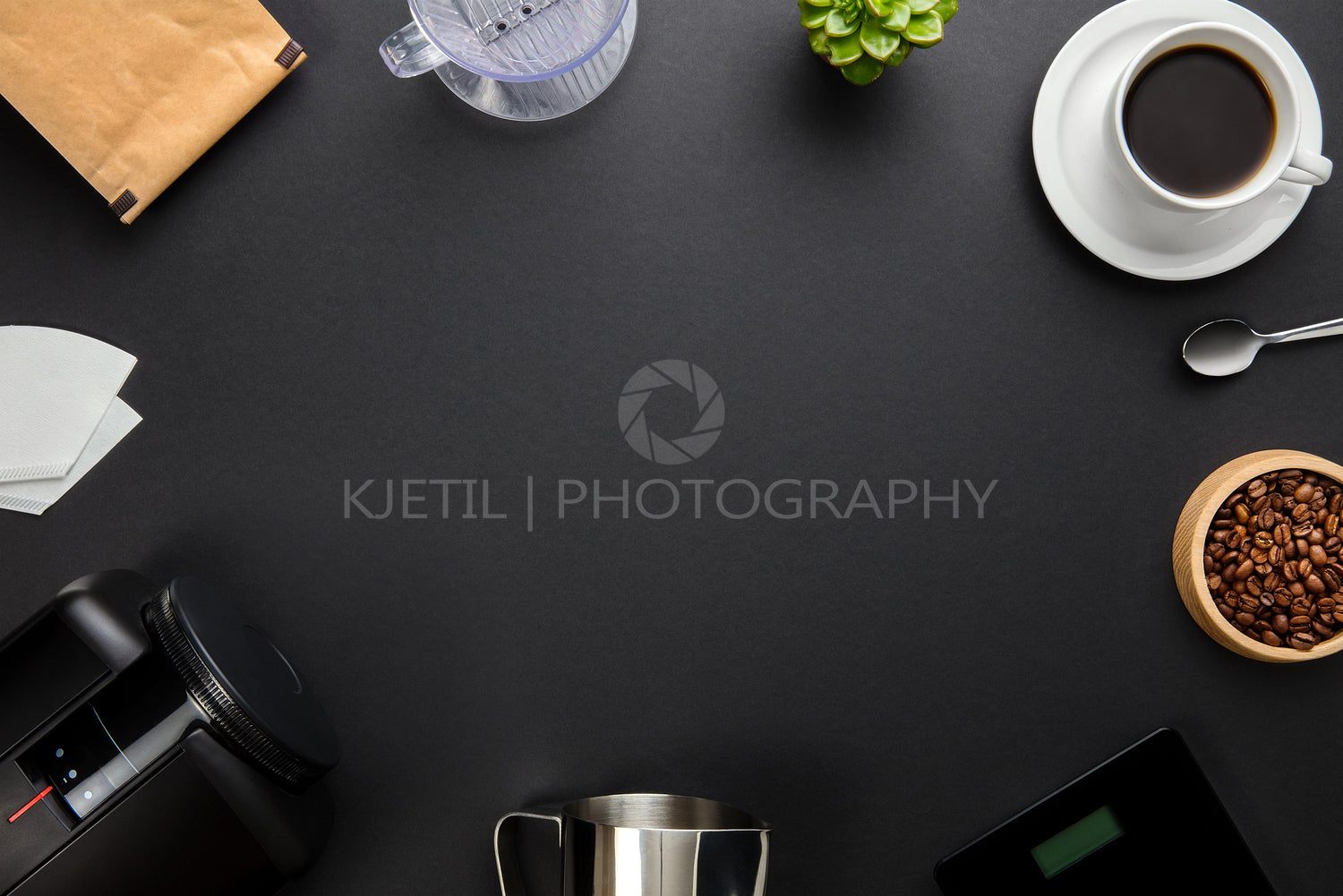 Coffee Maker And Equipment On Gray Background