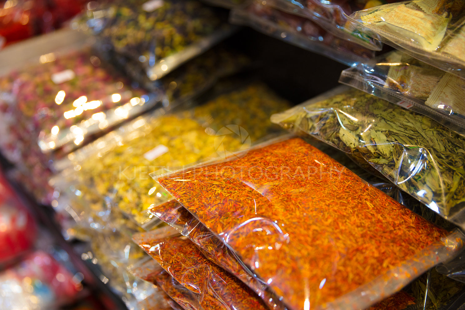 Various Packed Spices For Sale At Local Market