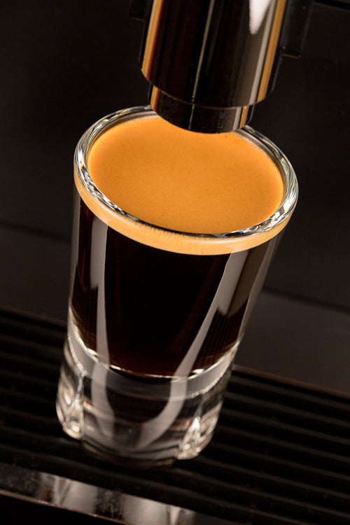 Strong double espresso coffee shot