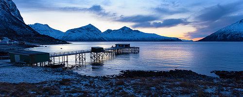 Beautiful panoramic view of fjord and landscape near Tromso, Norway
