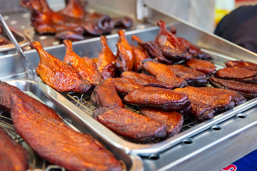 Roasted Duck At Street Market Stall