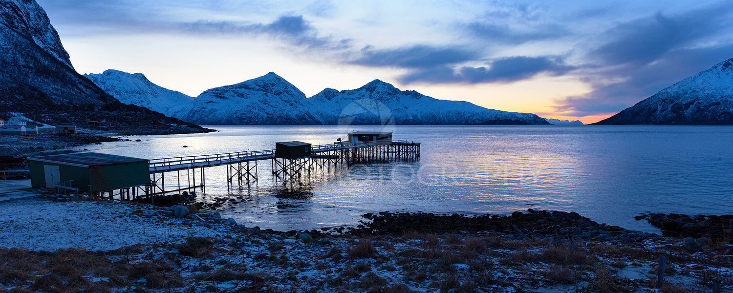 Beautiful panoramic view of fjord and landscape near Tromso, Norway