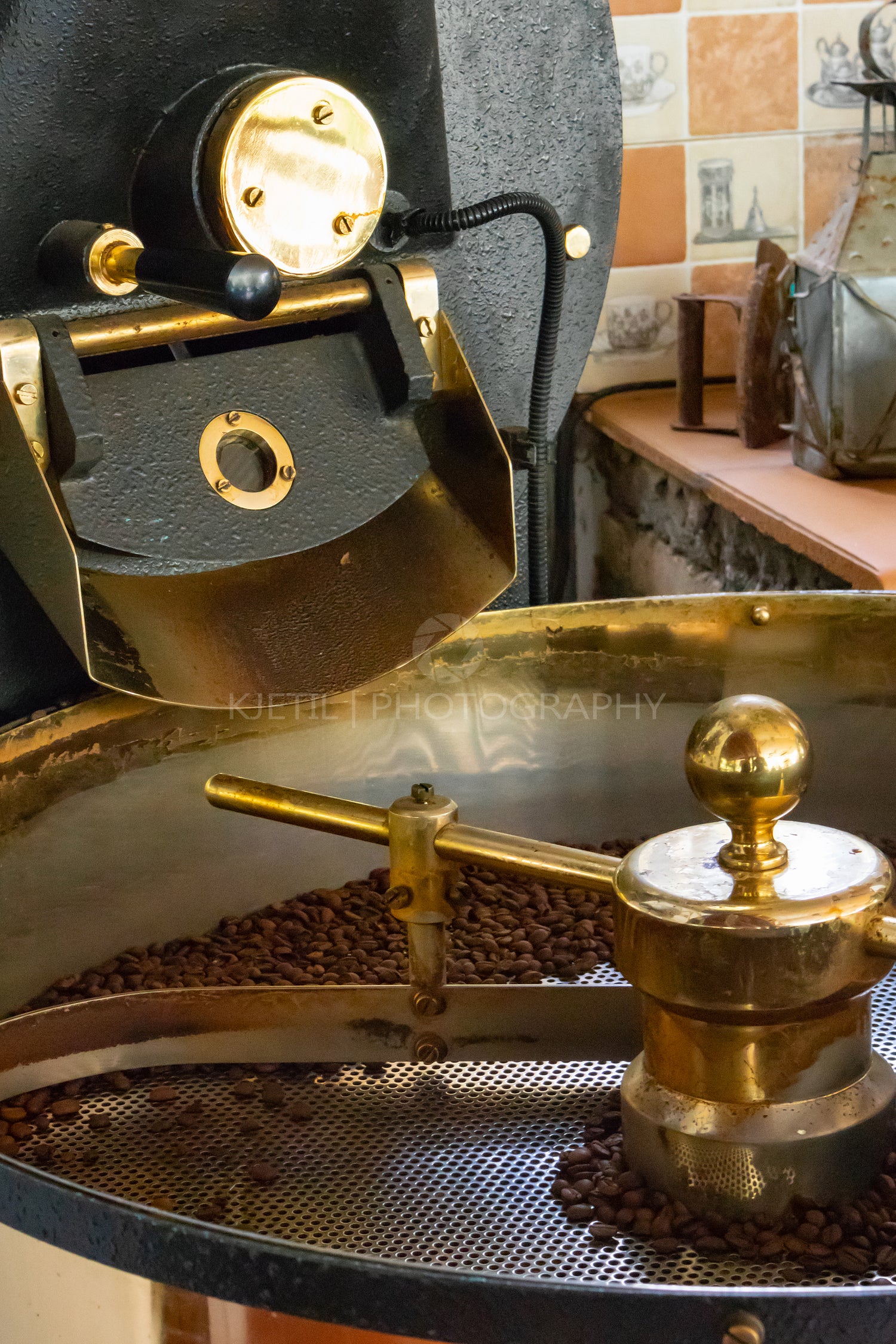 Raw Organic Fresh Coffee Beans Roasting In Machine