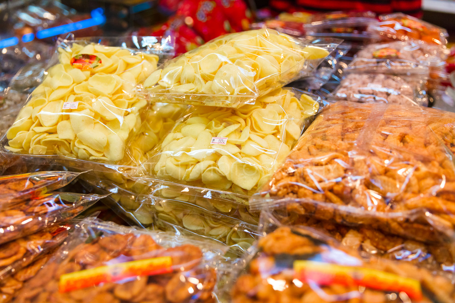 Snacks In Plastic Displayed At Shop