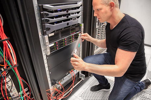 IT engineer working with Server In Datacenter