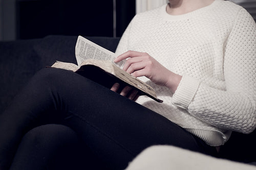 Woman reading the bible