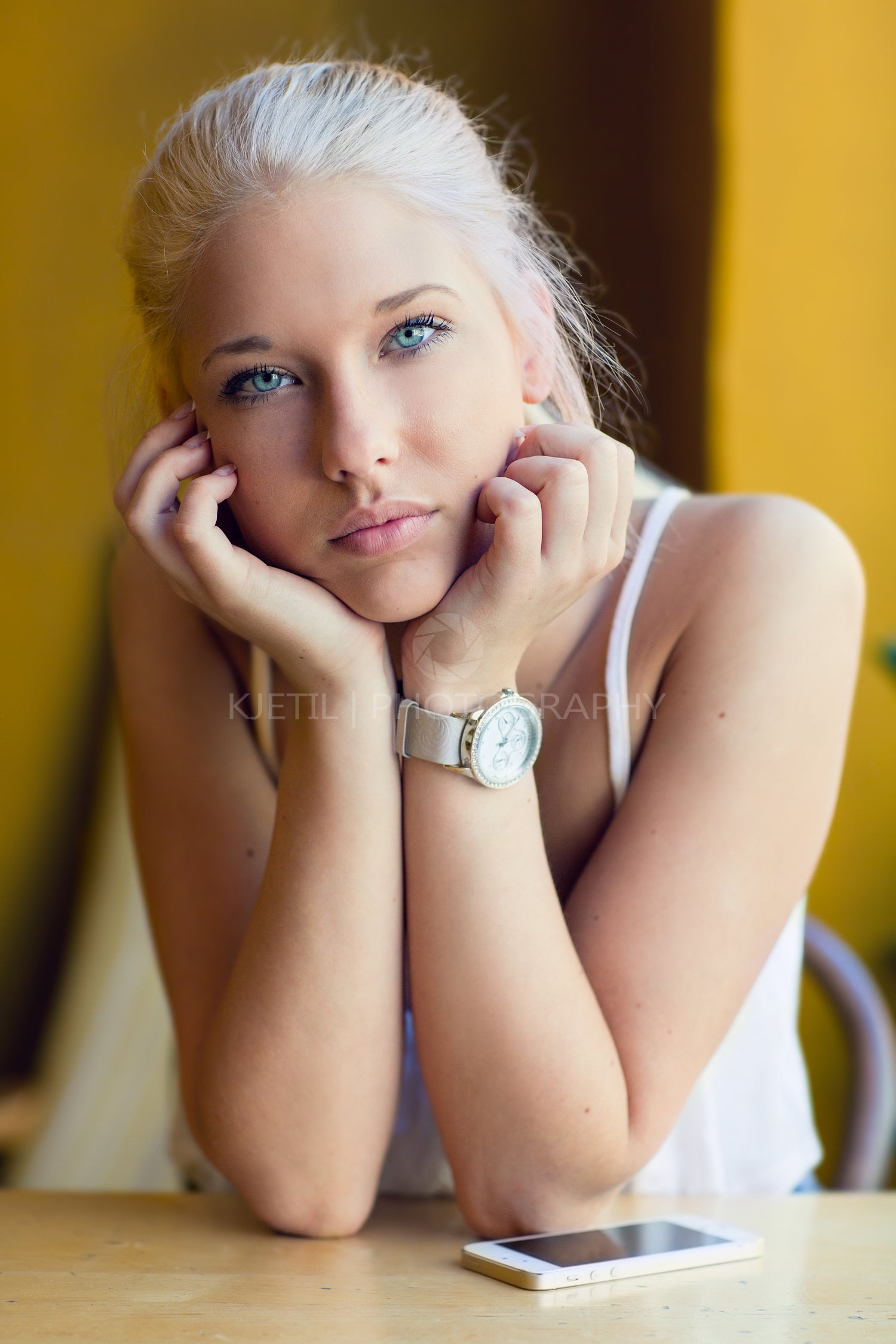 Thoughtful teenage girl with beautiful blue eyes