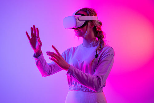 Looking around the metaverse wearing virtual reality headset