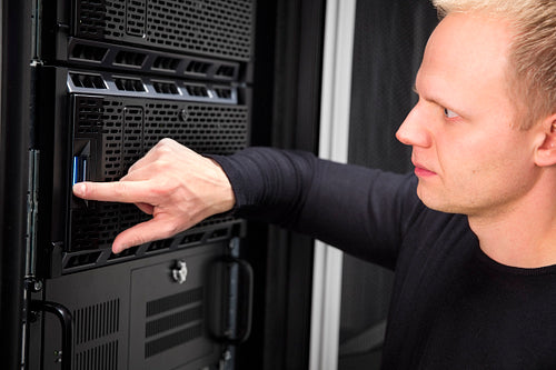 It consultant working with servers in enterprise datacenter