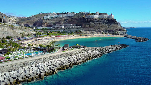Flying over the beautiful Amadores beach at Gran Canaria
