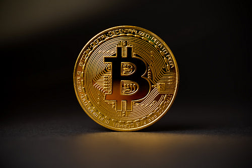 Gold Bitcoin Crypto Currency On Black Background