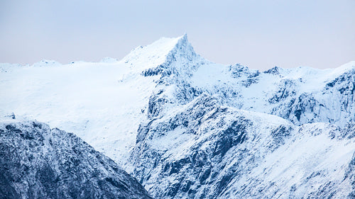 Snowy mountains in cold arctic environment