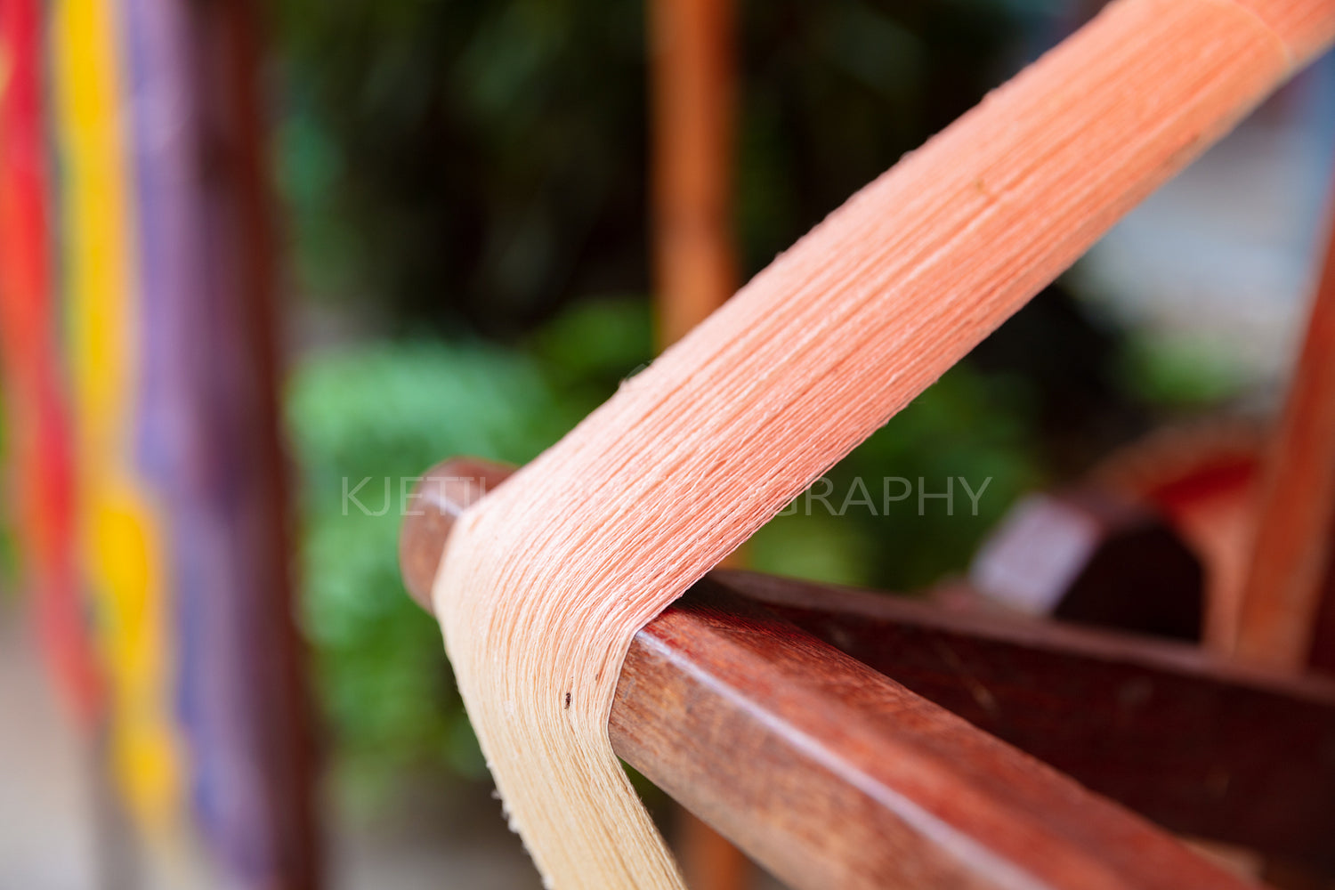 Closeup Of Silk On Wooden Frame