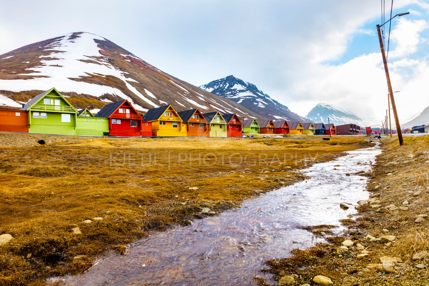 Colorful wooden houses at Longyearbyen in Svalbard